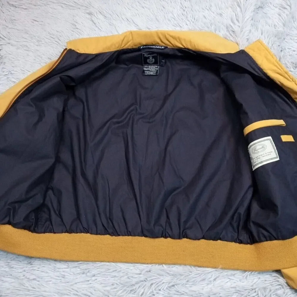 Vintage Faconnable‎ Jacket Mens S Yellow Ribbing Wool Blend Water Resistant - Picture 12 of 12